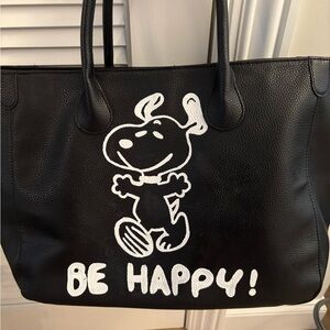 Black Tote Bag with Snoopy Design